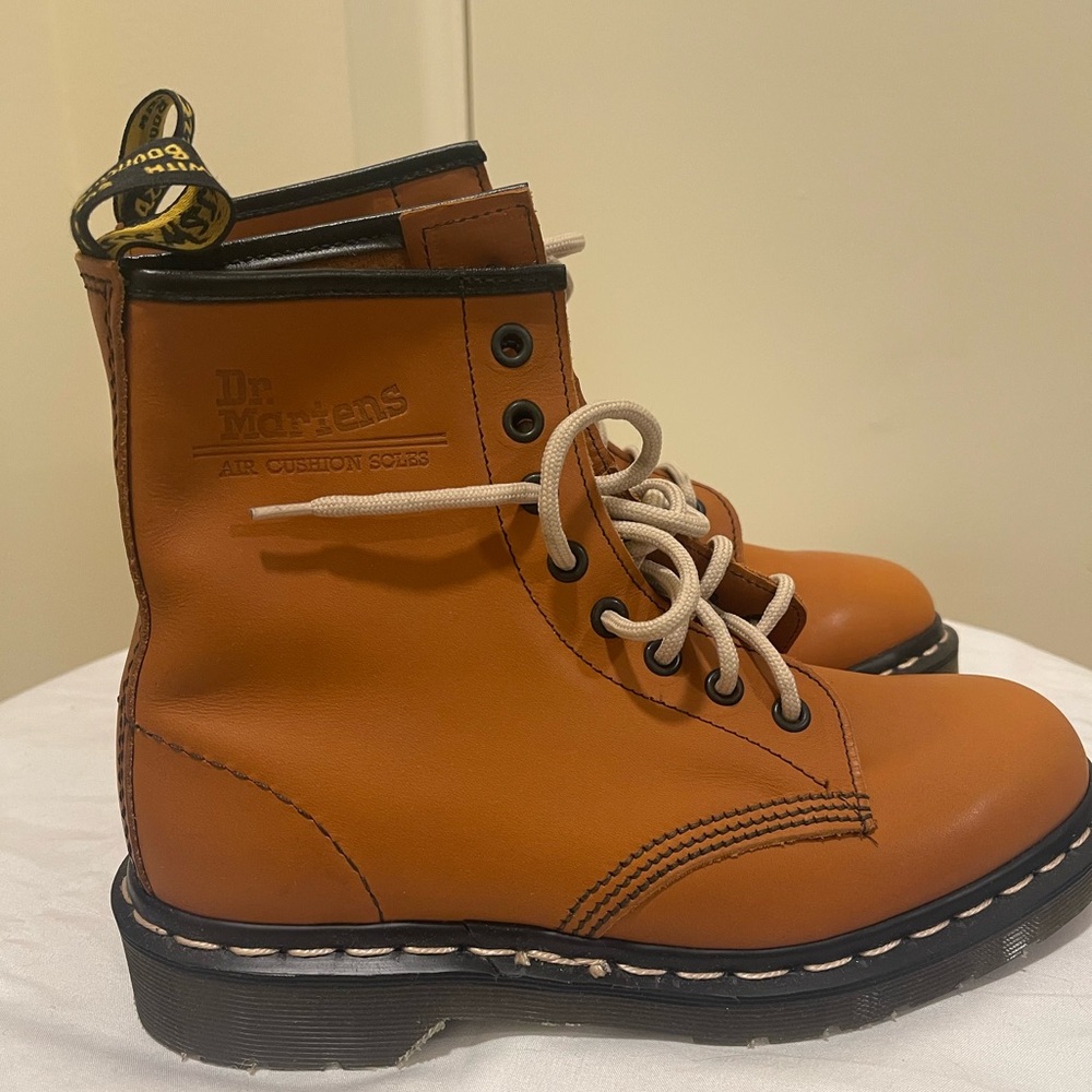 NWOT Dr. Martens Cognac Leather 8-Eye Lace-Up Boots WITH BOX